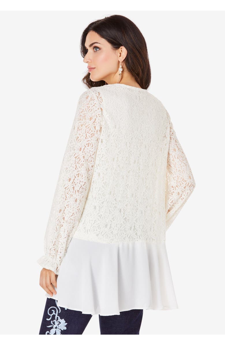 Roaman's Lace & Georgette Swing Tunic, Alternate, color, Black