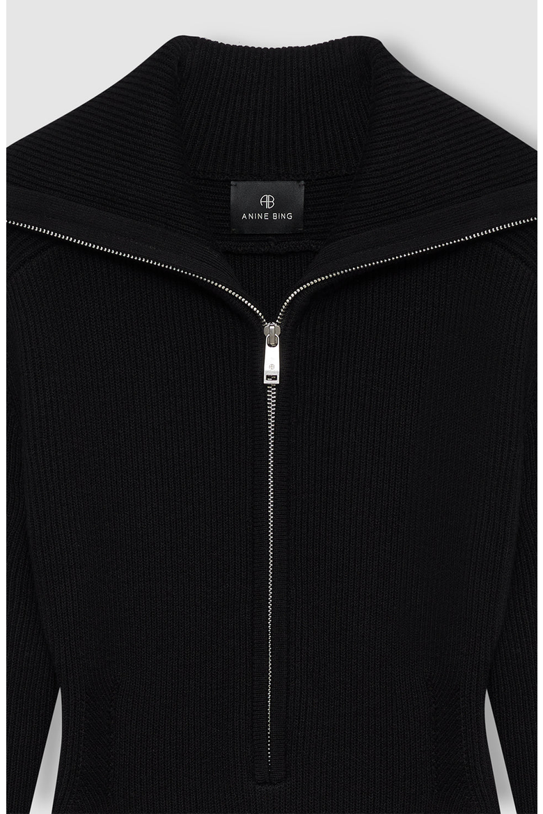 June Trucker Collar Dress, Alternate, color, Black