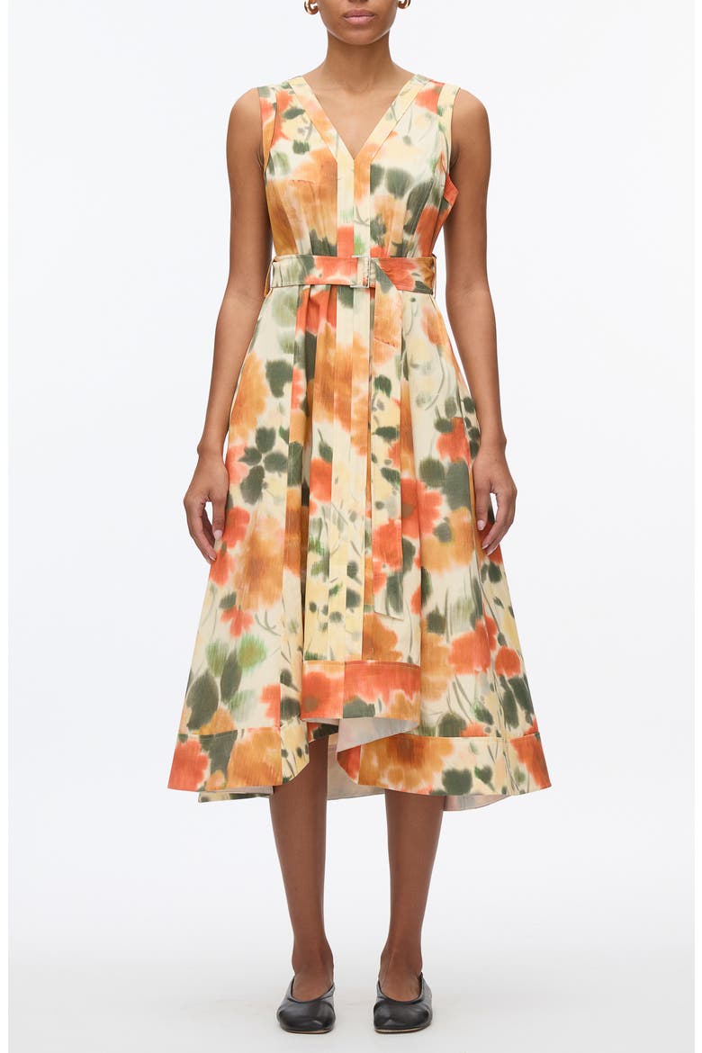 Blurred Marigold Print Cotton Dress, Main, color, MARIGOLD MULTI