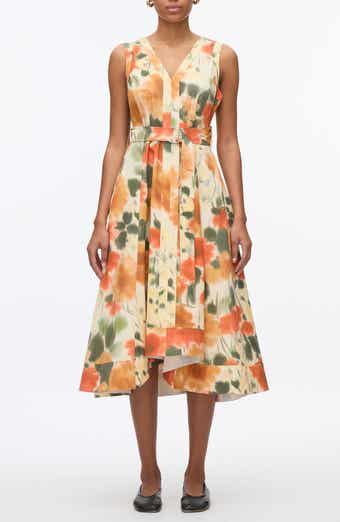 Blurred Marigold Print Cotton Dress