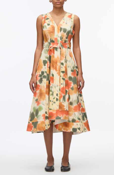 Blurred Marigold Print Cotton Dress