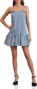 Avec Les Filles Drop Waist Denim Minidress