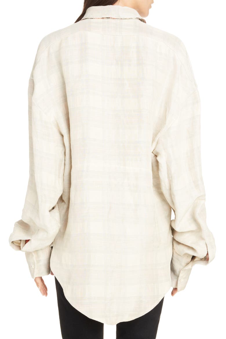 Sadira Check Linen Blend Shirt, Alternate, color, CREAM/ ORANGE