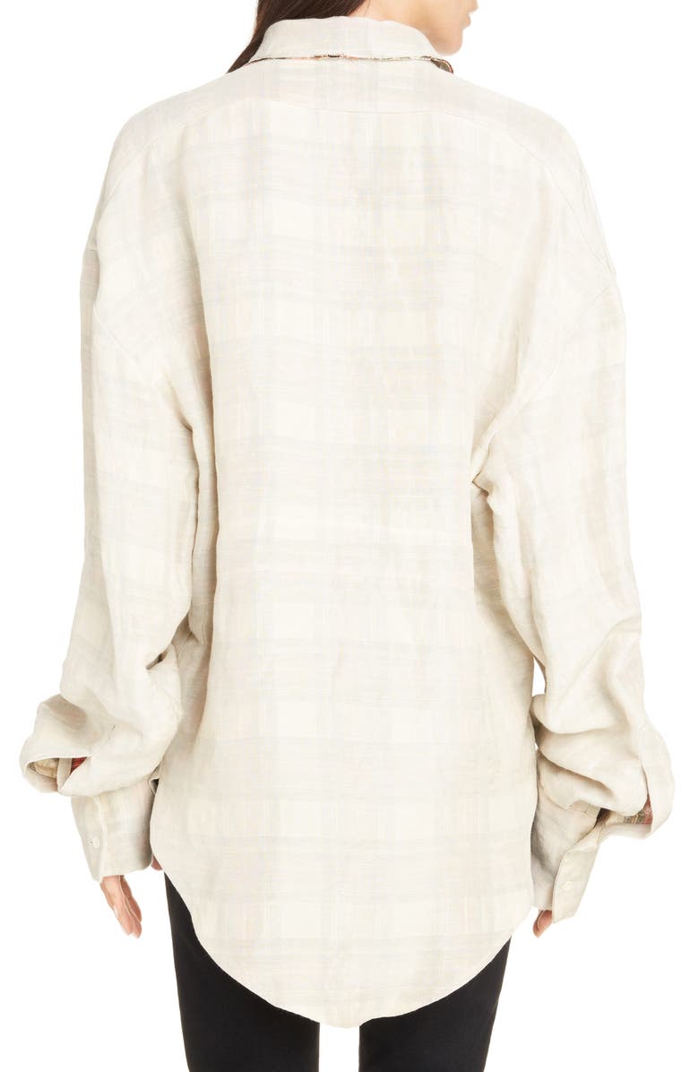 Acne Studios Sadira Check Linen Blend Shirt, Alternate, color, 