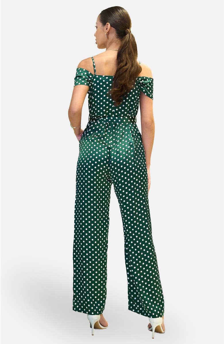 Yumi Spot Bardot Jumpsuit, Alternate, color, Green