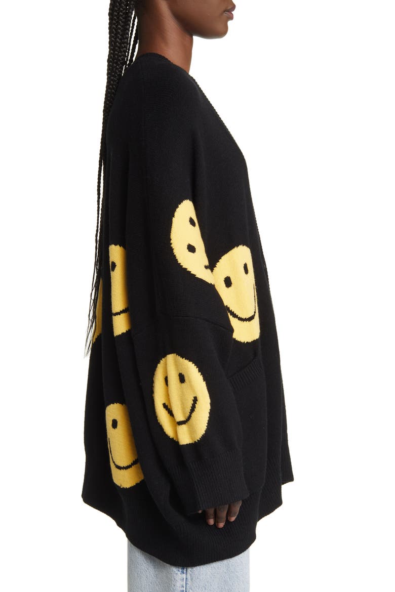 Oversize Open Front Cardigan, Alternate, color, BLACK