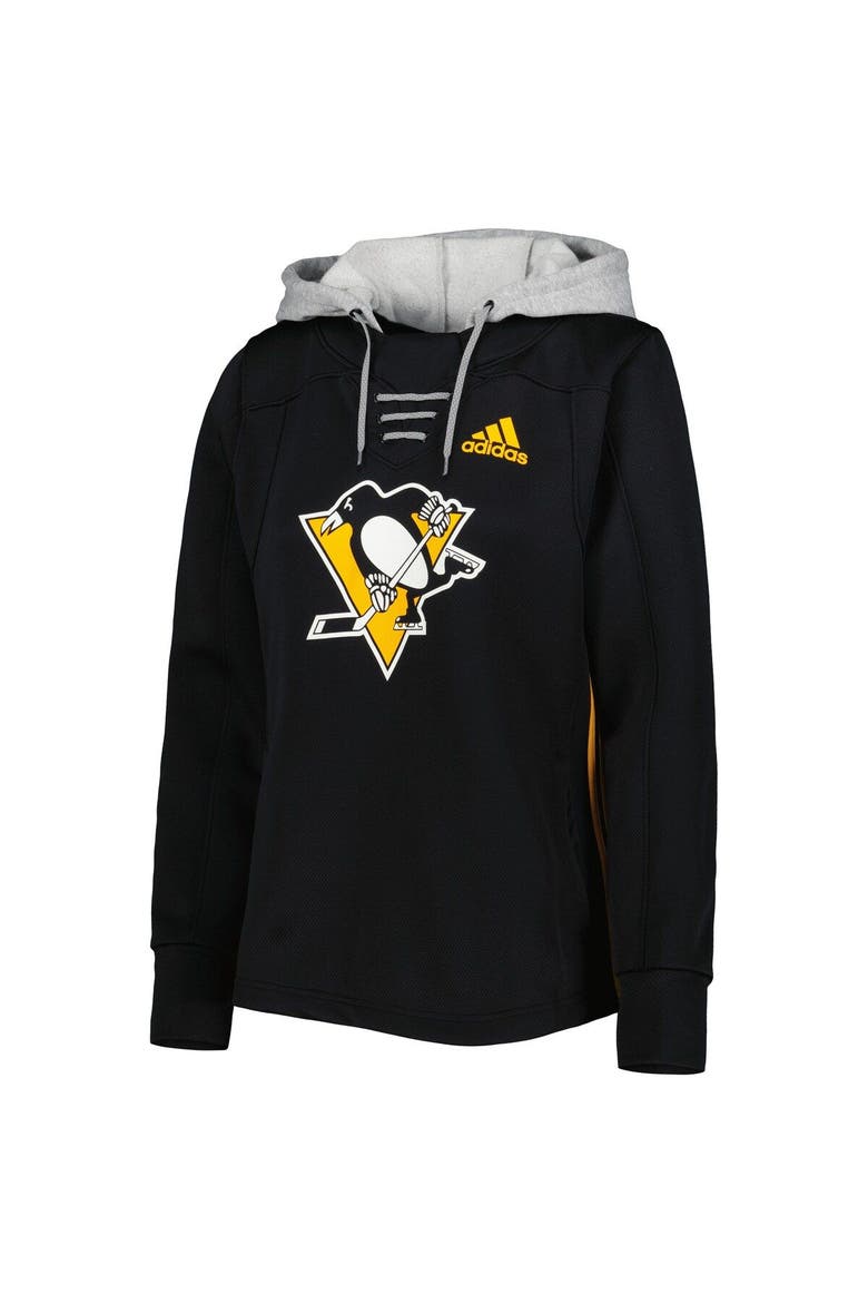 Women's adidas Black Pittsburgh Penguins Skate Lace Primeblue Team Pullover Hoodie, Alternate, color, Black