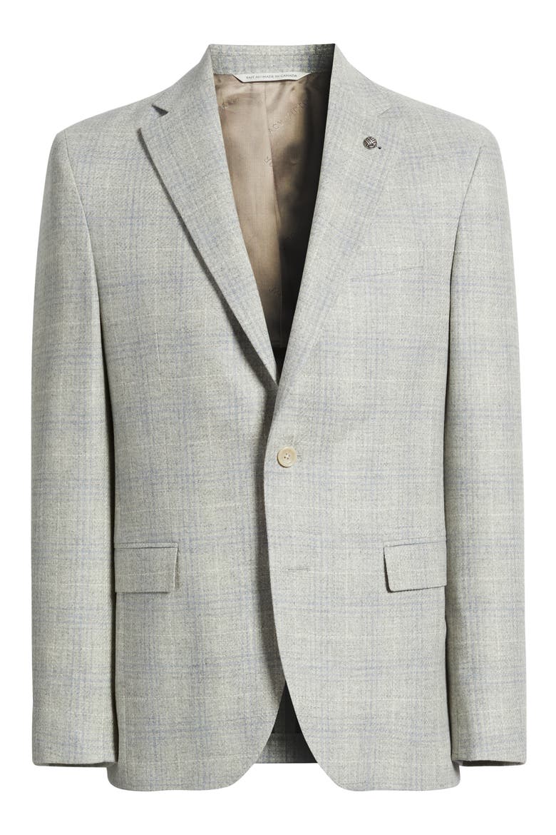 Midland Contemporary Fit Light Grey Deco Plaid Wool & Cashmere Sport Coat, Alternate, color, LIGHT GREY