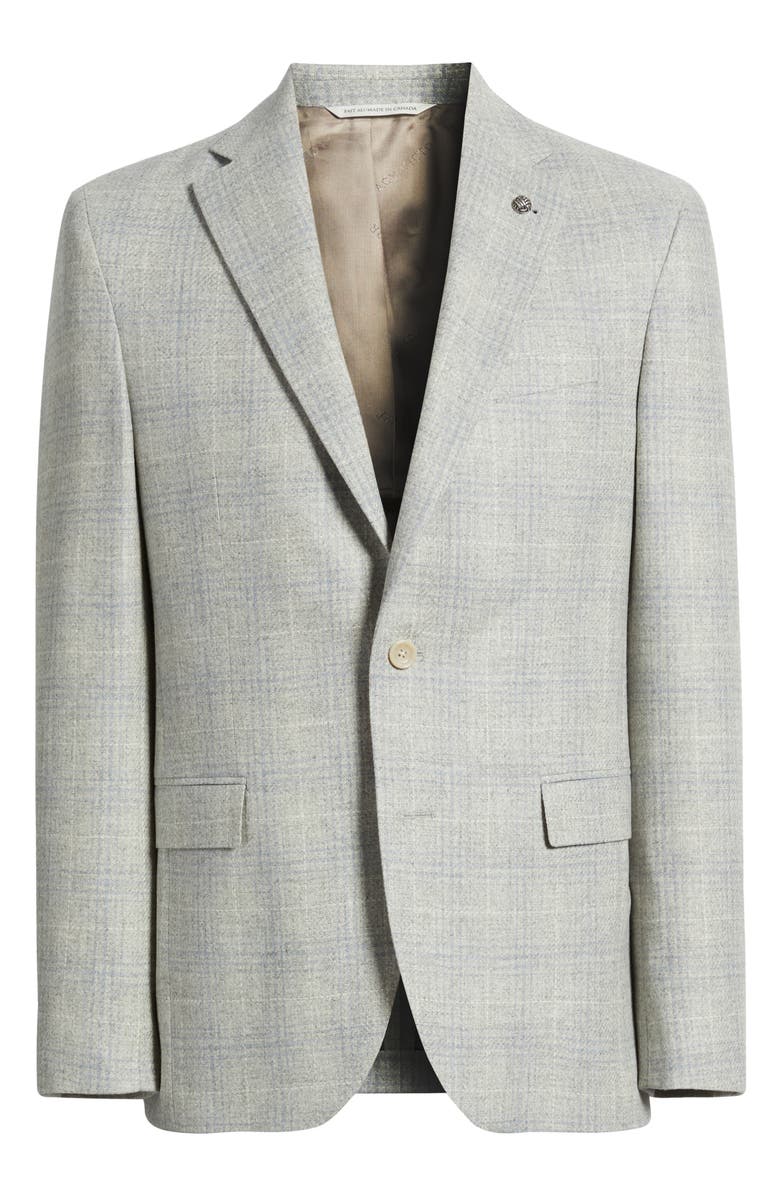 Jack Victor Midland Contemporary Fit Light Grey Deco Plaid Wool & Cashmere Sport Coat, Alternate, color, Light Grey