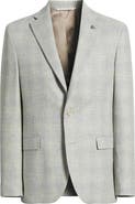 Jack Victor Midland Contemporary Fit Light Grey Deco Plaid Wool & Cashmere Sport Coat