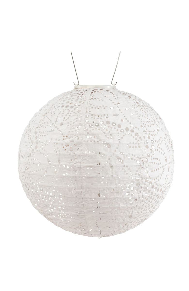 Allsop Home & Garden Soji Stella - Monstera Solar Lantern, Main, color, Porcelain White