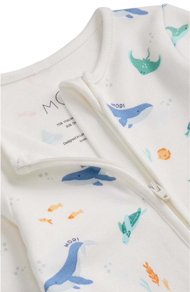 MORI Print Two Way Zip Up Sleepsuit, Alternate, color, Whale Print
