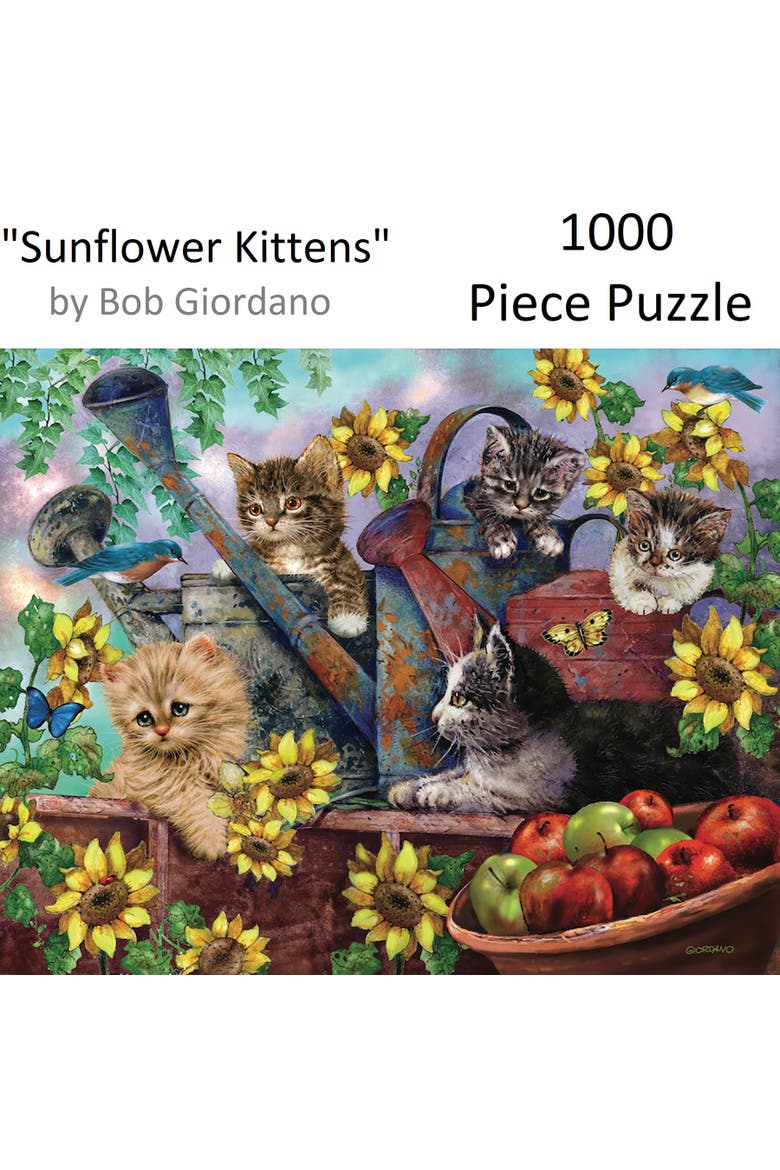 Sunflower Kittens by Bob Giordano, 24 x 30 Inches, 1000 Piece Puzzle, Alternate, color, Multicolored