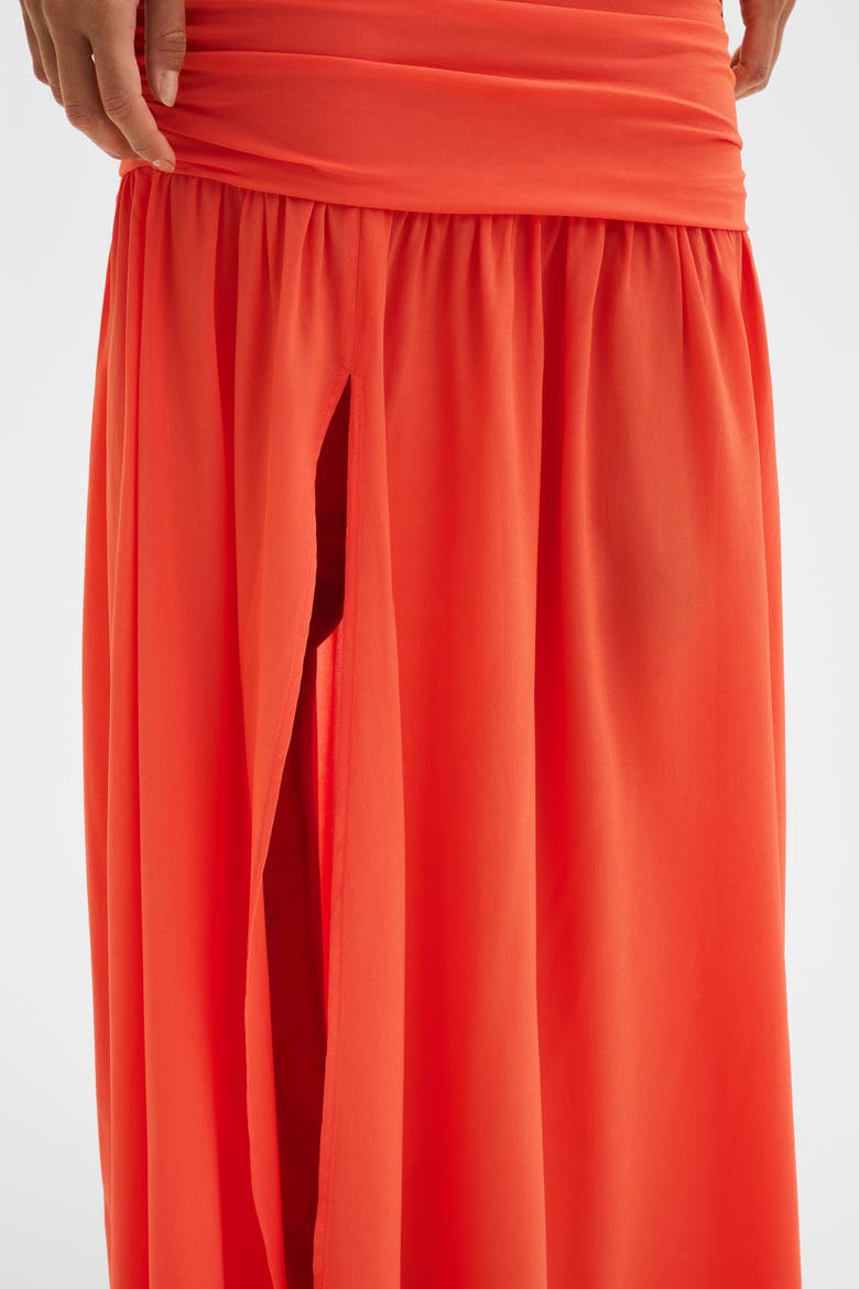 Loana Draped Chiffon Maxi Dress, Alternate, color, Coral