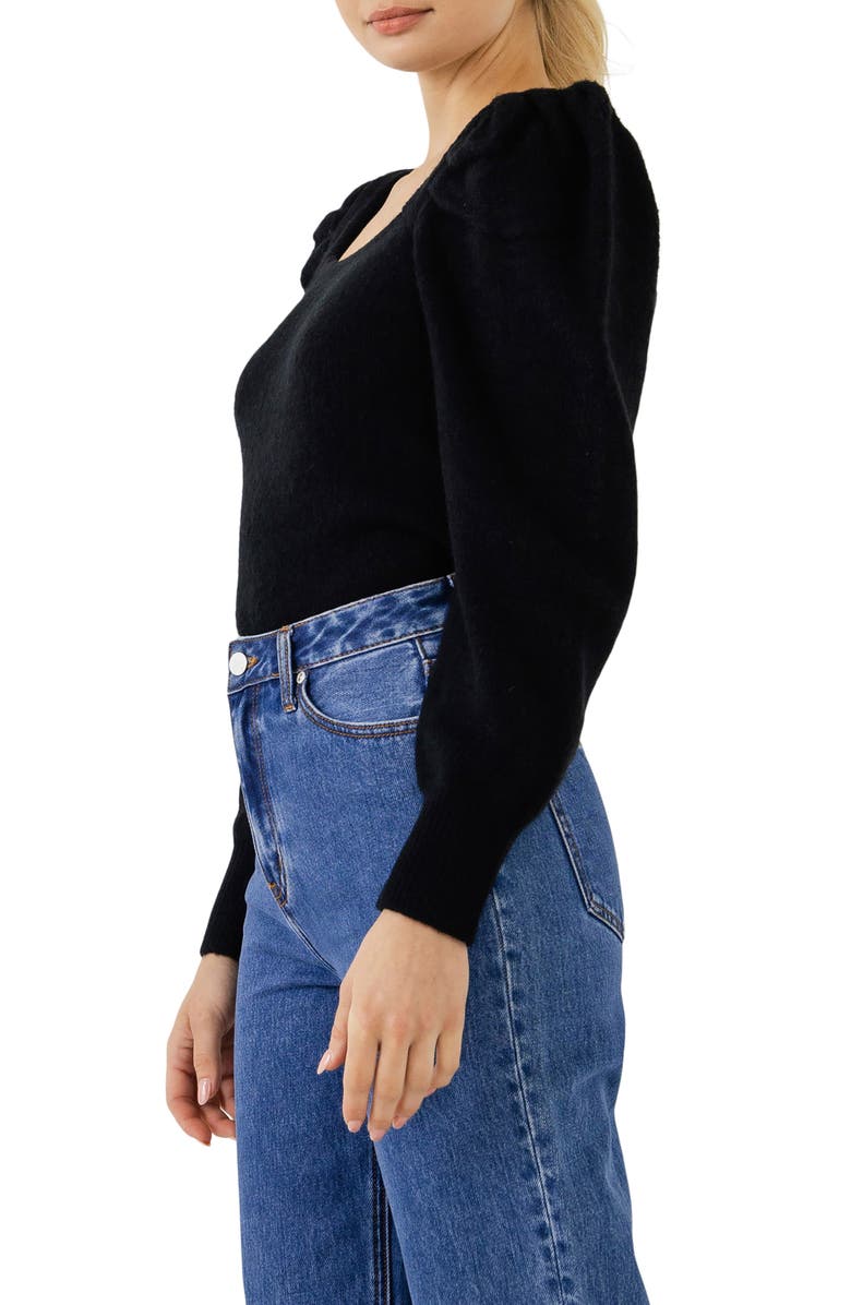 Endless Rose Puff Sleeve Square Neck Sweater, Alternate, color, 