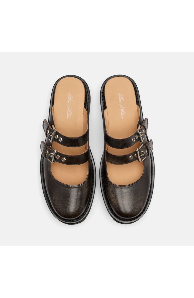 MARC NOLAN Lexi Leather Double-Buckle Lug Mules, Alternate, color, Brown Distressed