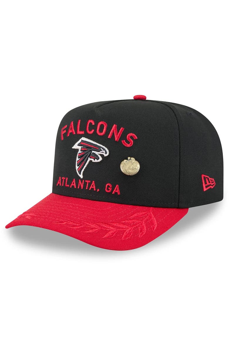 Men's New Era Black/Red Atlanta Falcons 2025 NFL Draft On Stage A-Frame 59FIFTY Fitted Hat, Alternate, color, Black