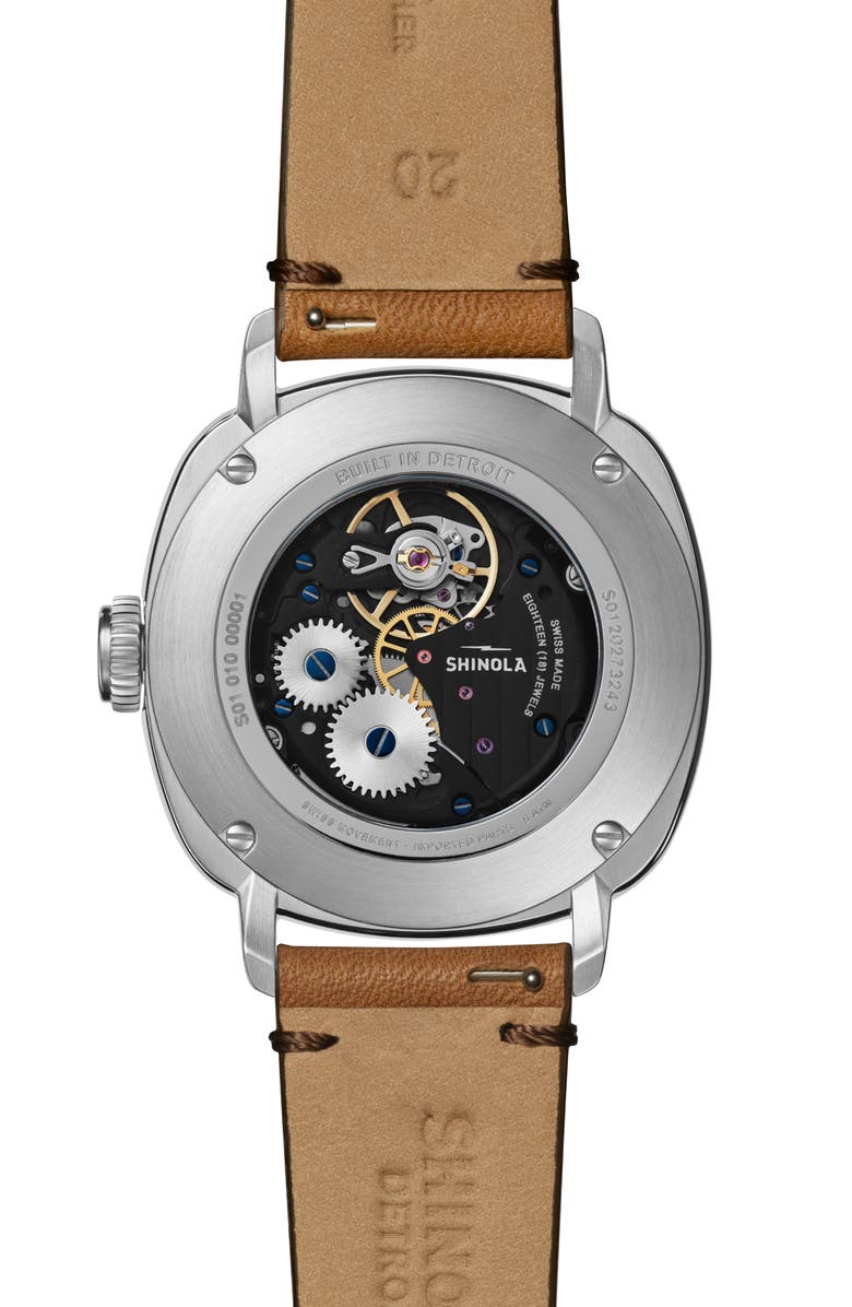 Shinola The Mechanic Leather Strap Watch, Alternate, color, Blue