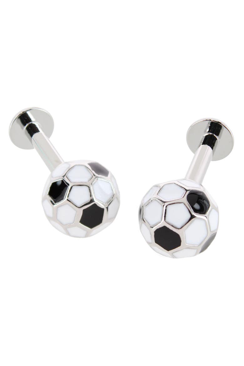 The Club XI Soccer Cufflinks, Main, color, Black and White