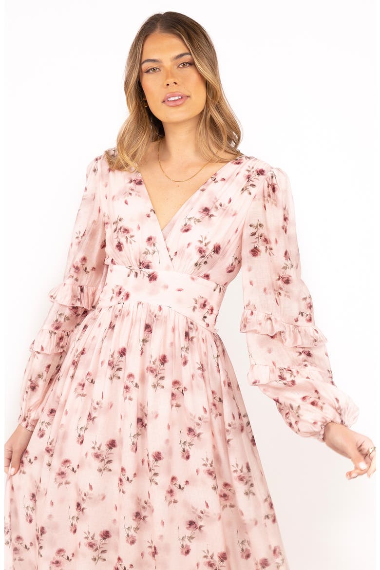 Vayla Floral Print Long Sleeve Maxi Dress, Alternate, color, PINK ROSE