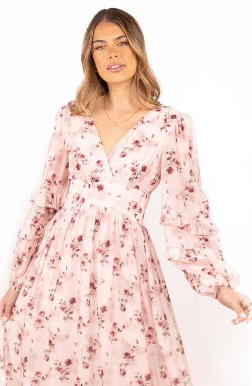 Petal And Pup Petal & Pup Vayla Floral Print Long Sleeve Maxi Dress In Pink