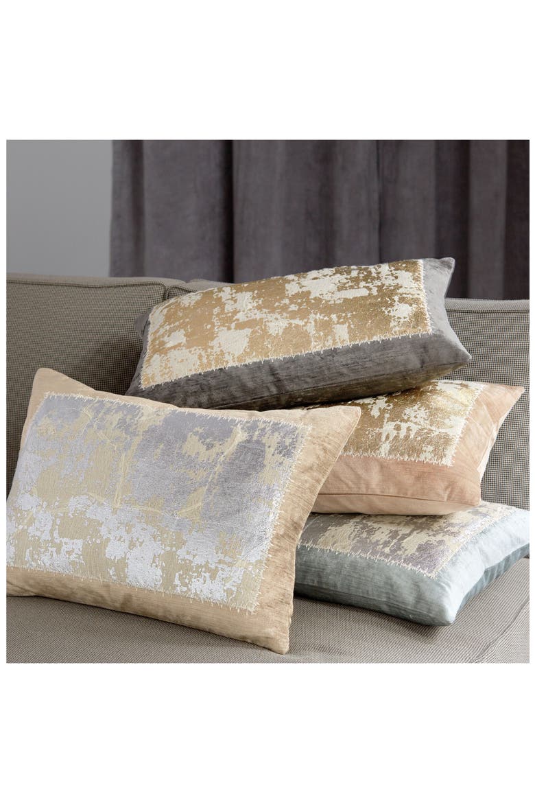 Distressed Metallic Accent Pillow, Alternate, color, GRAY
