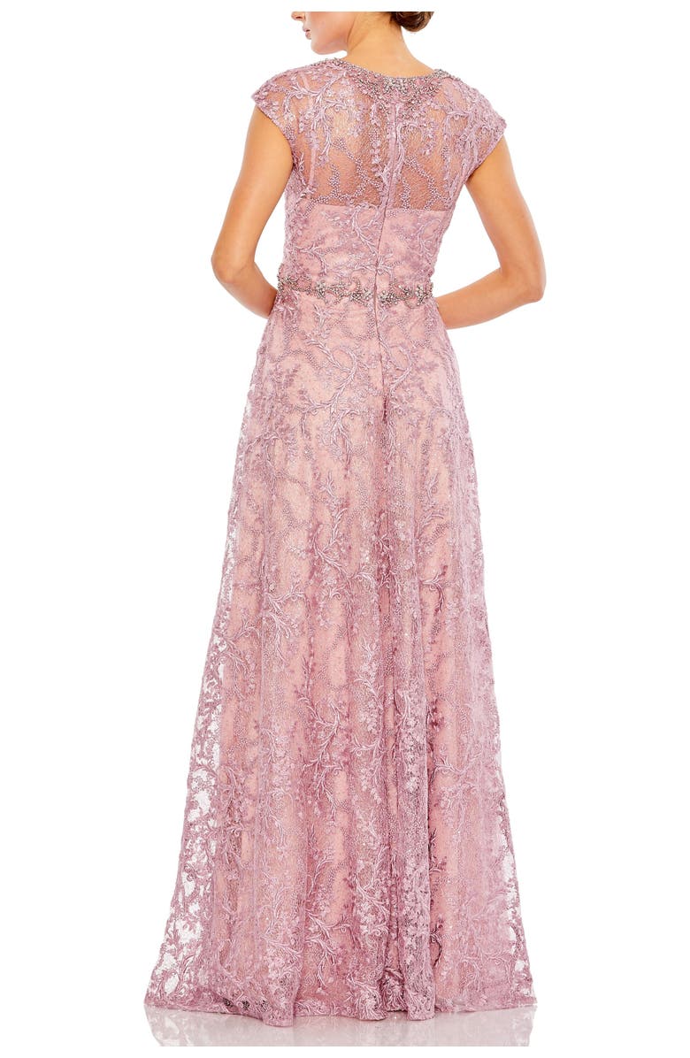 Mac Duggal Women’s Lace Embellished Cap Sleeve Formal Gown, Alternate, color, Rose