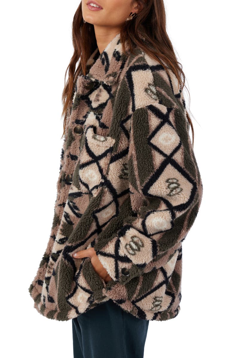 O'Neill Heath Geo Print High Pile Fleece Jacket, Alternate, color,