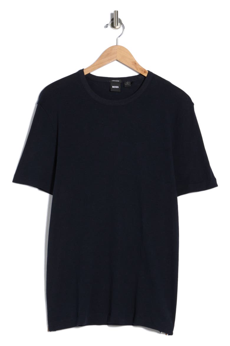 Taut Cotton & Linen Blend Knit T-Shirt, Alternate, color, DARK BLUE