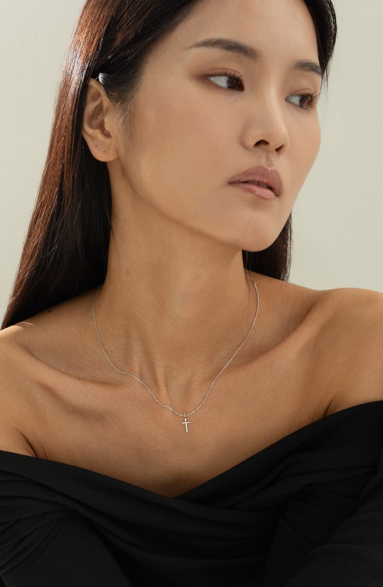 Bearfruit Jewelry 14k Gold Plated Marielle Mini Cross Necklace Holiday Gift Idea, Alternate, color, Silver
