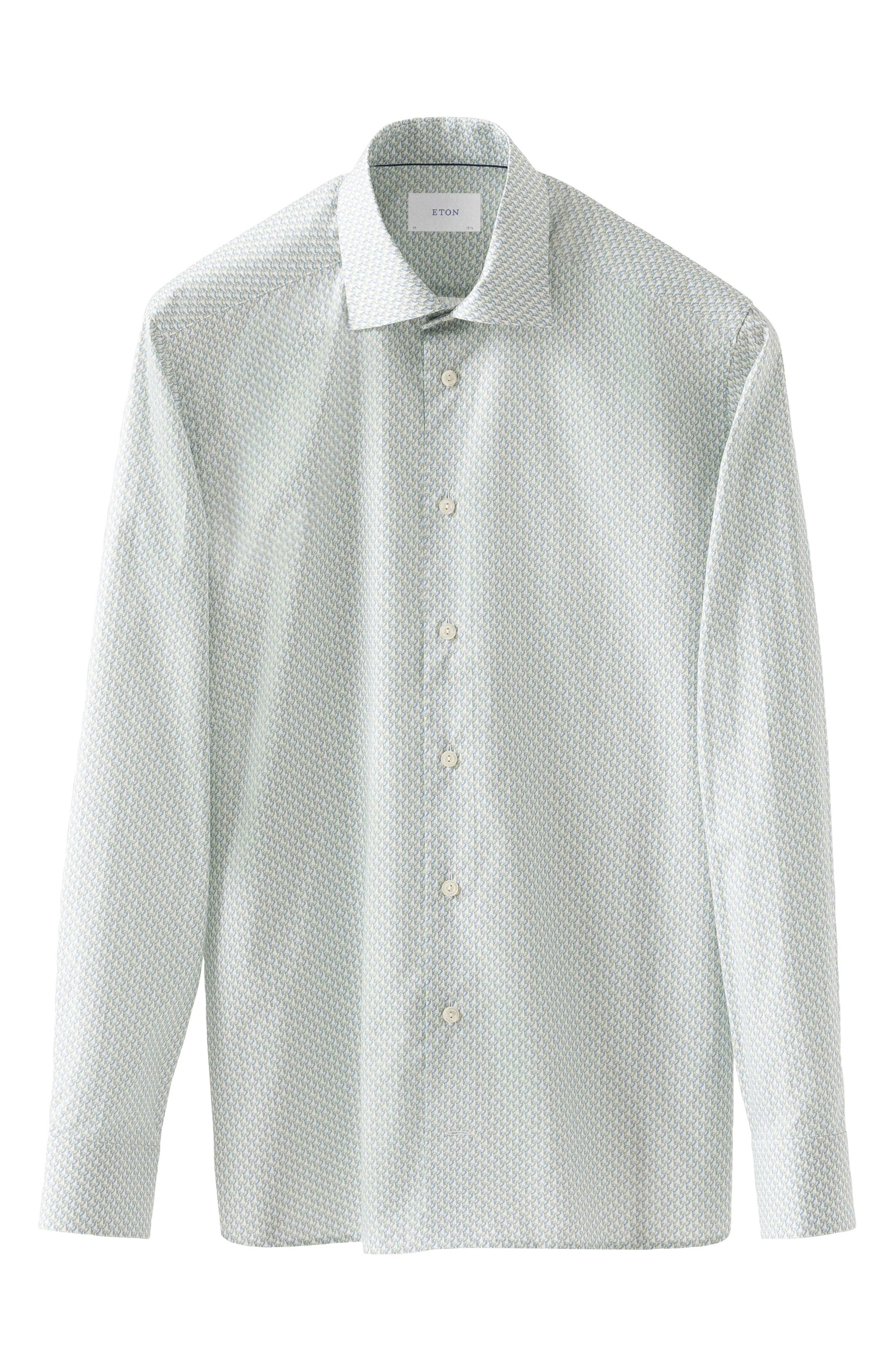 Slim Fit Parrot Print Cotton Dress Shirt