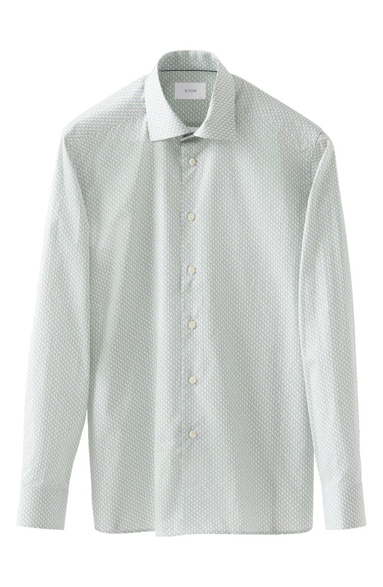 Eton Slim Fit Parrot Print Cotton Dress Shirt, Alternate, color, Green
