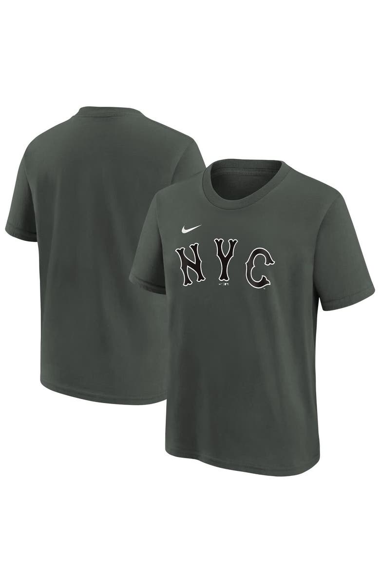 Nike Youth Nike  Anthracite New York Mets City Connect Wordmark T-Shirt, Main, color, 