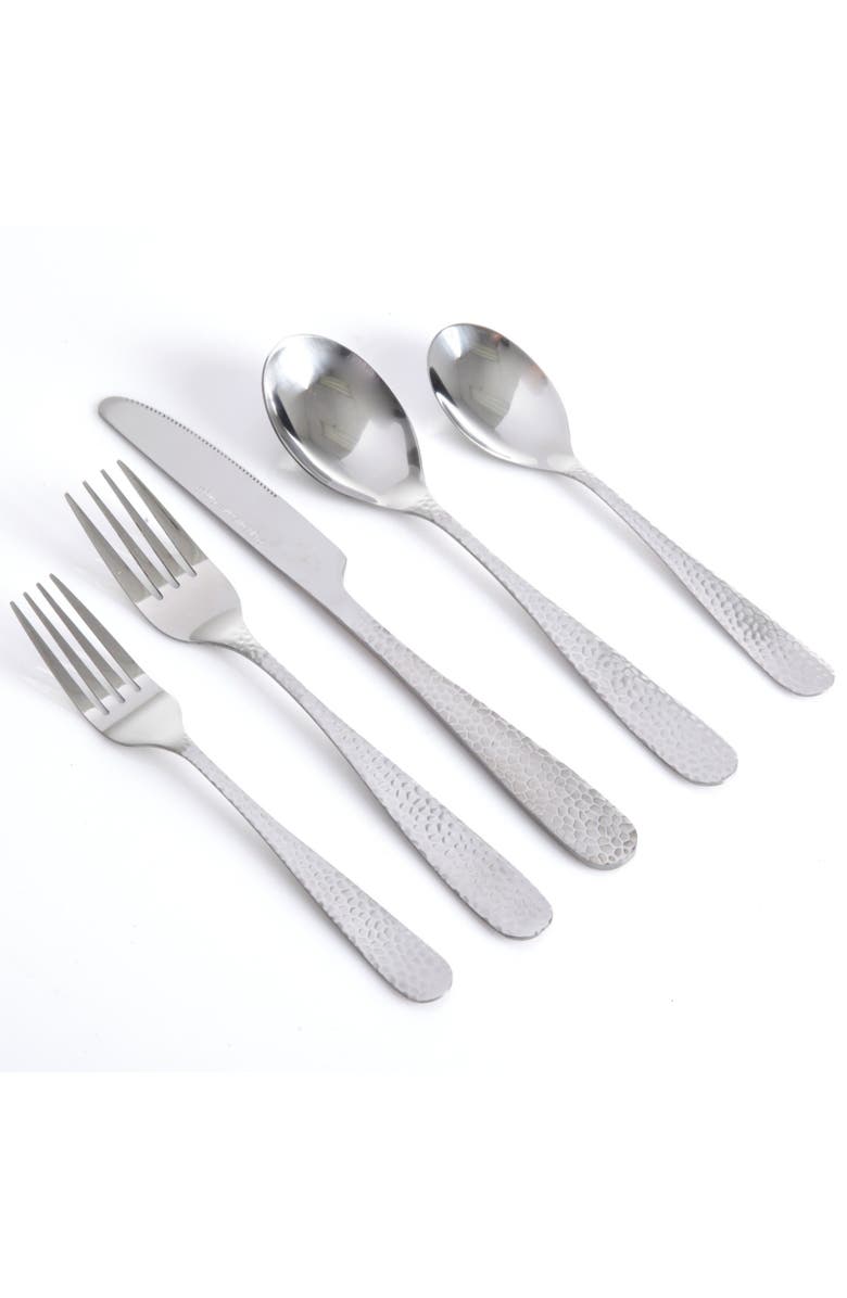Gibson Home Hamme 46 Piece Flatware Set with Wire Caddy, Alternate, color, Metallic Silver