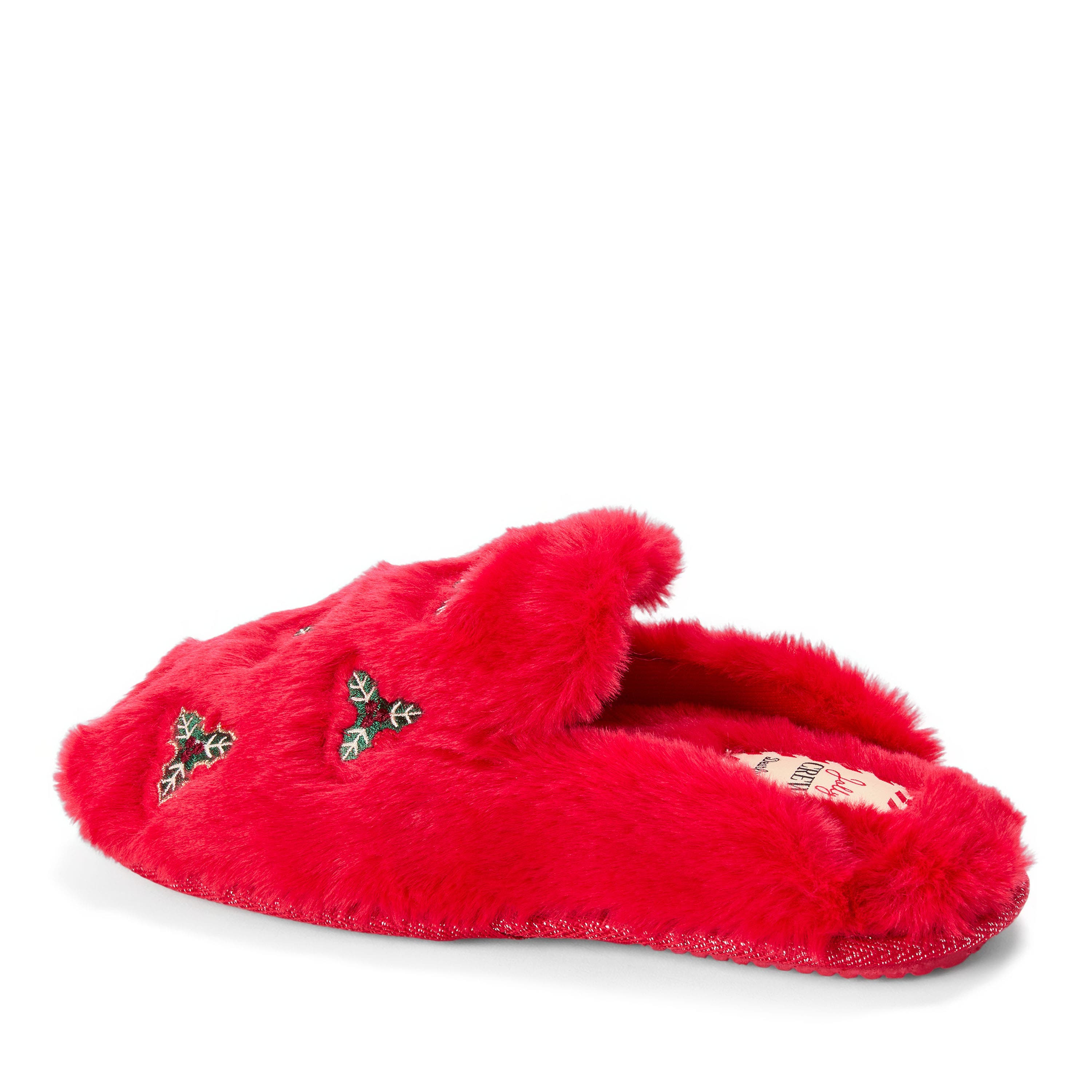 Holiday Fur Shaped Tab Scuff Slippers, Alternate, color, CAYENNE