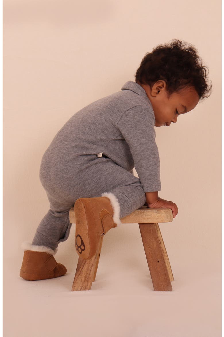 Kids' Collared Knit Romper, Alternate, color, GREY MARLE