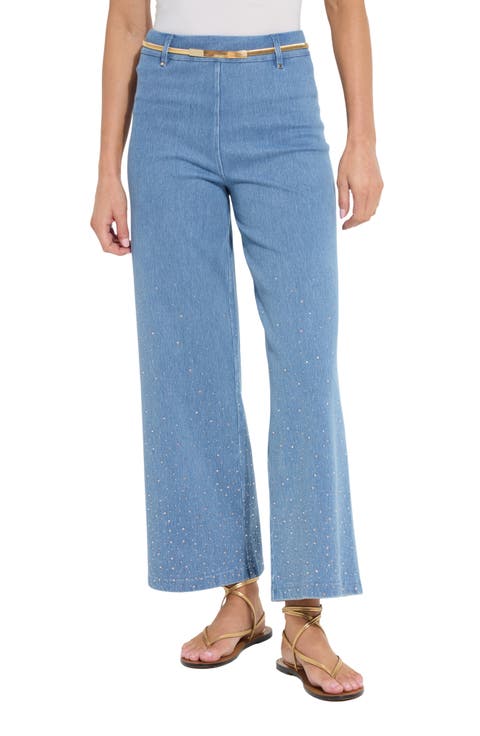 Erin Crystal Embellished Wide Leg Jeans
