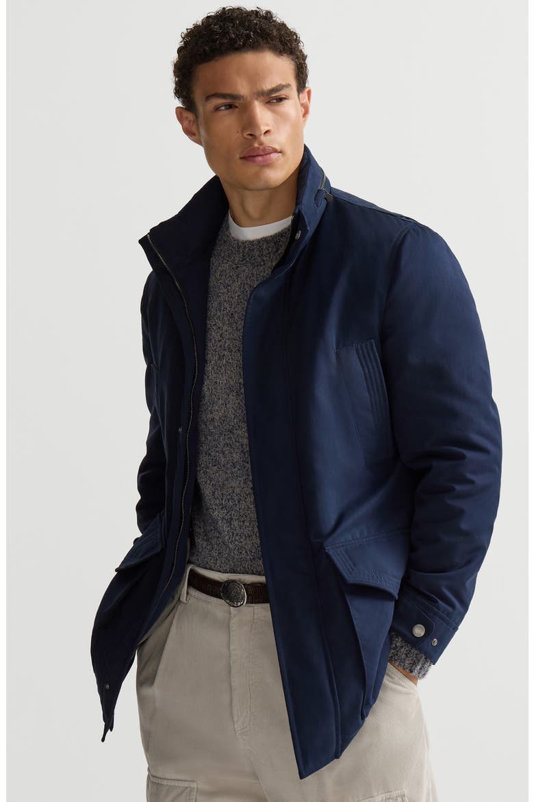 Water-resistant microfiber parka with Thermore® padding and packable hood, Alternate, color, Navy Blue
