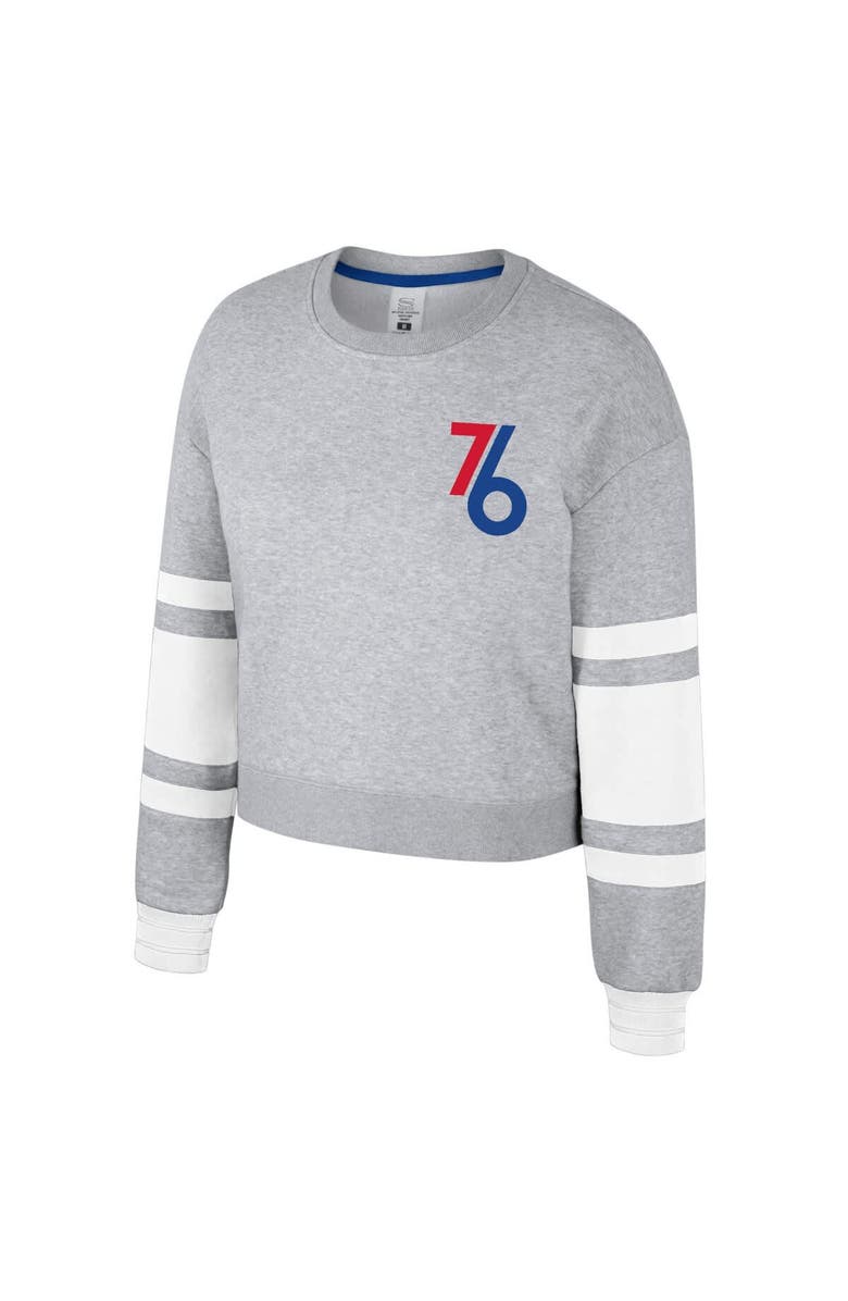 Stadium Essentials Women's Stadium Essentials Heather Gray Philadelphia 76ers 2024/25 City Edition Scrimmage Cropped Pullover Sweatshirt, Alternate, color, 