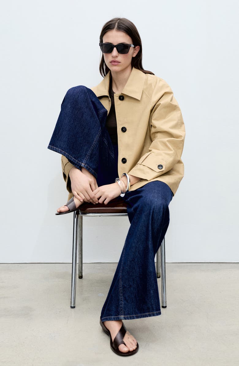 MANGO Crop Cotton Trench Coat, Alternate, color,