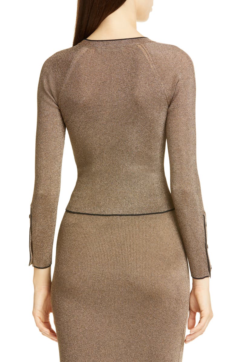 Simkhai Jonathan Simkhai Button Raglan Metallic Sweater, Alternate, color, 