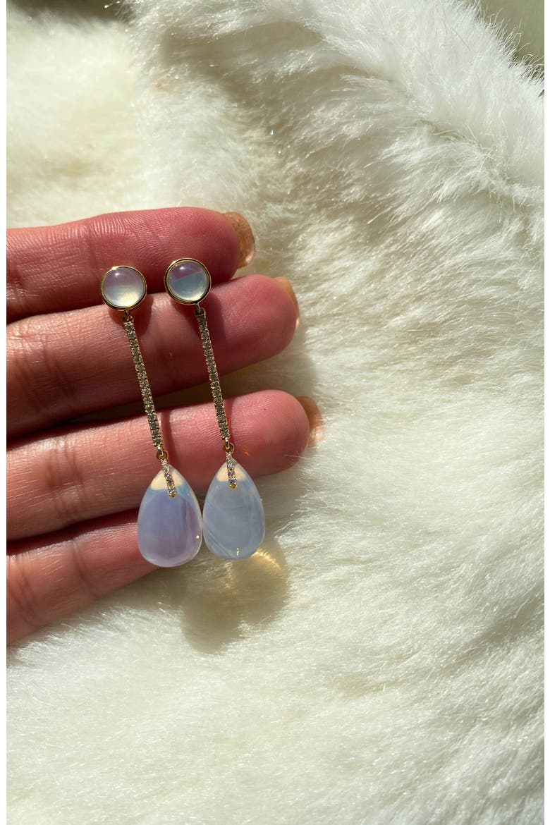 Naughty Cabochon Drop Earrings, Alternate, color, WHITE