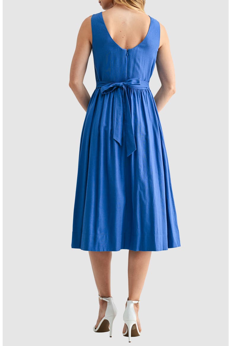 Sleeveless Back Bow Fit & Flare Midi Dress, Alternate, color, DARK DENIM