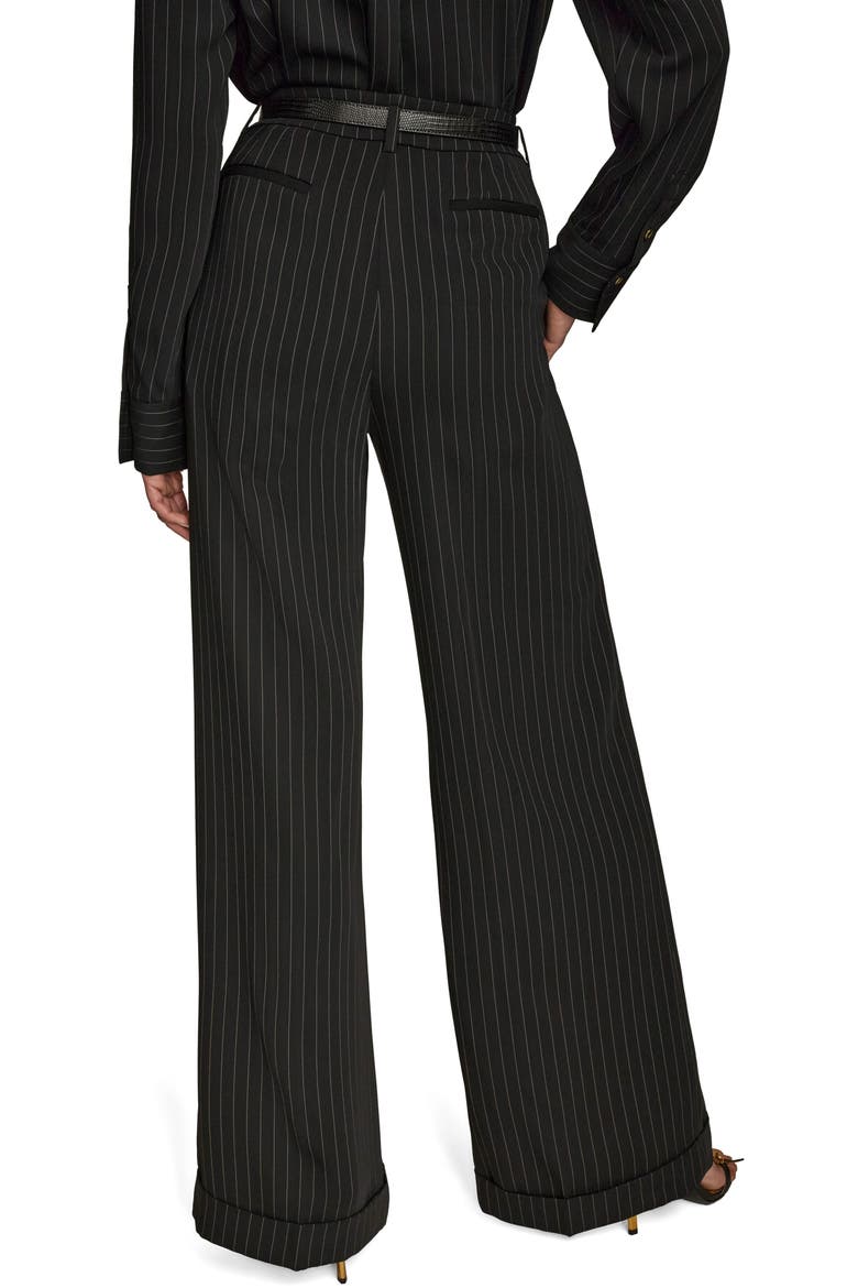 Pinstripe Wide Leg Pants, Alternate, color, BLACK/ CREAM