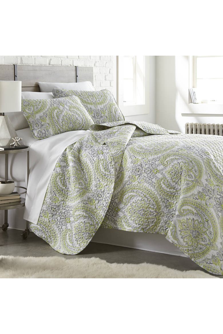 Pure Melody Reversible Quilt Set, Main, color, GREEN