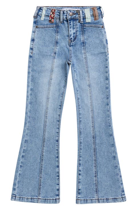 Kids' Mixed Print Belt Loop Wide Leg Jeans