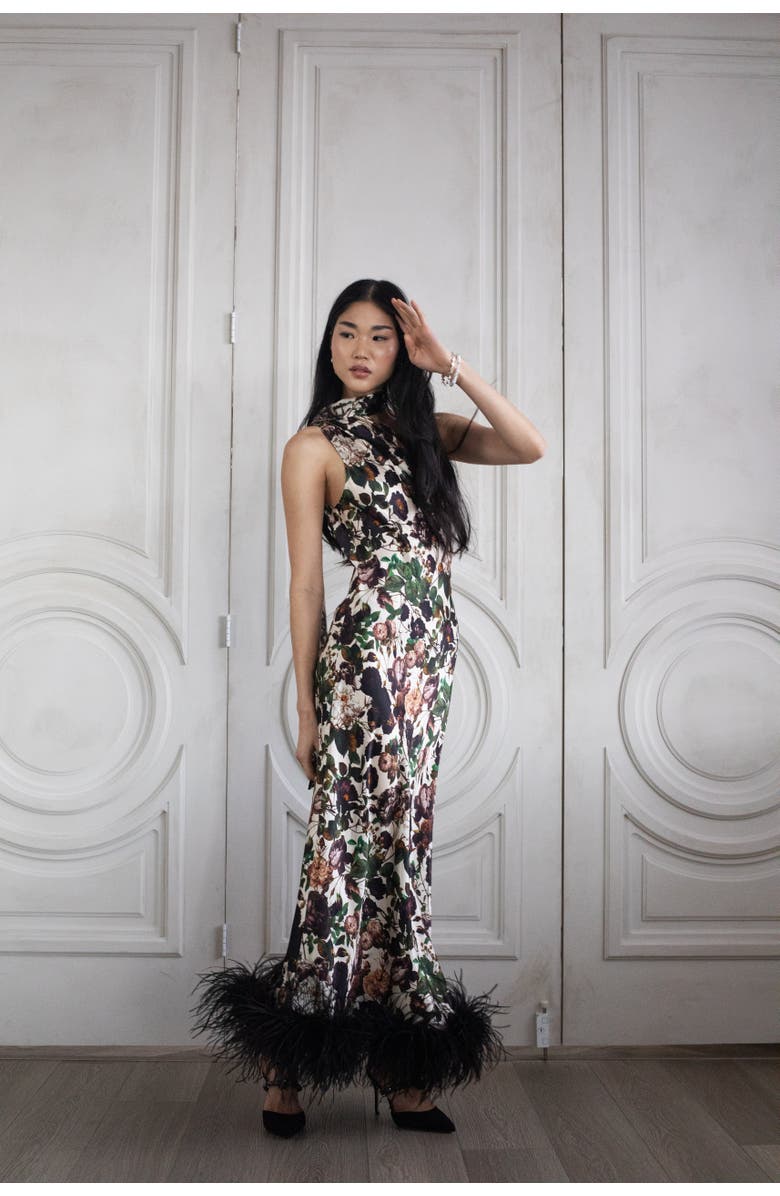 Vasiliki Liya One Sleeve Maxi Dress, Alternate, color, Brown