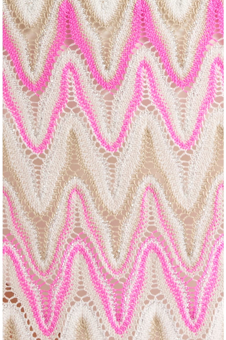 Kimber Metallic Fringe Trim Tie Side Cover-Up Minidress, Alternate, color, RADIANT PINK ZIGZAG
