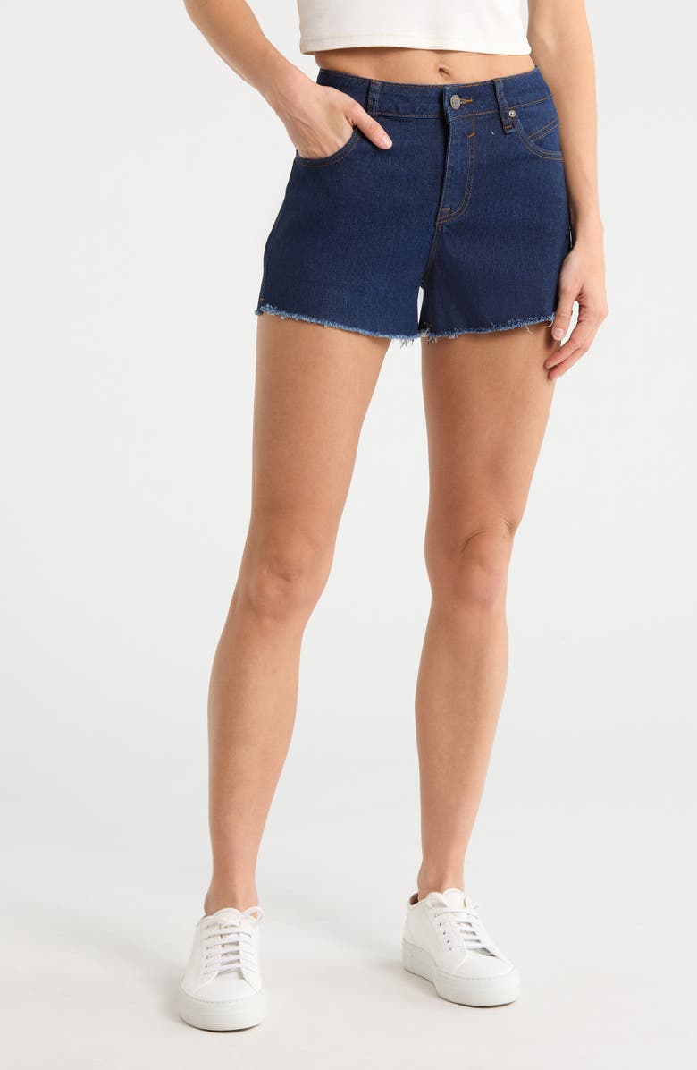 Vigoss Seam Detail Cutoff Denim Shorts, Main, color, Rinse