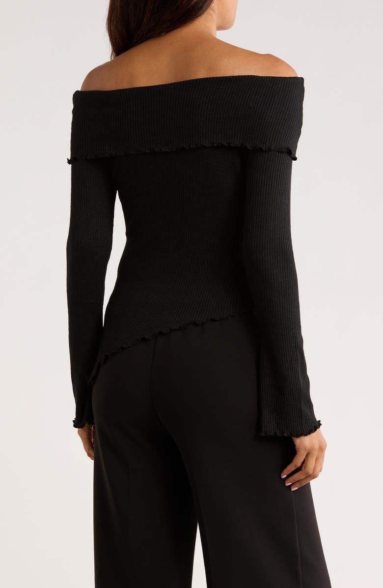 PATRIZIA LUCA Off the Shoulder Long Sleeve Asymmetric Top, Alternate, color, Black